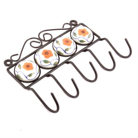 White And Orange Ceramic Flower Tiles Hooks Online